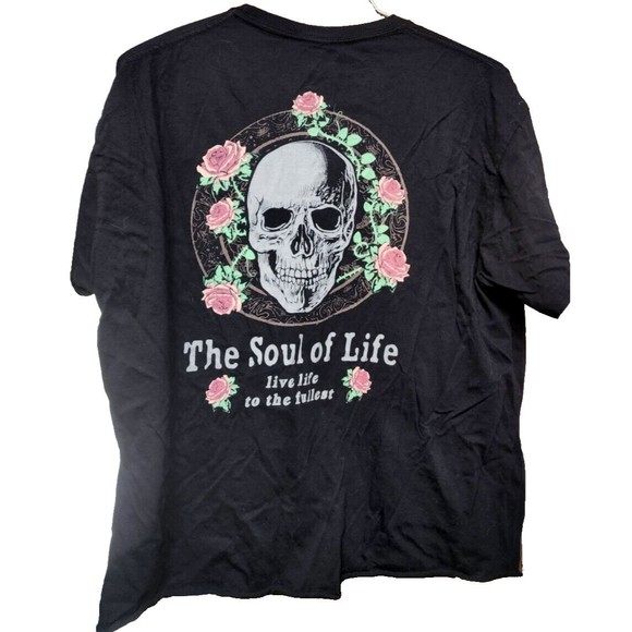 Skull T-Shirt Black Size XL The Soul Of Life Boho Hippie Horror Halloween - Picture 1 of 5